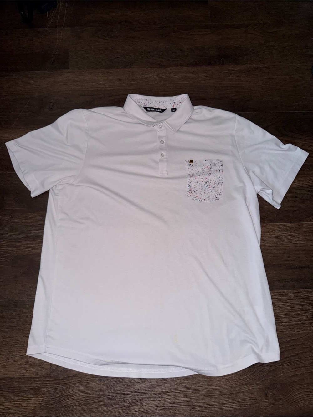 TravisMathew Men's Splatter Pocket Golf Polo Shirt White Mens XXL
